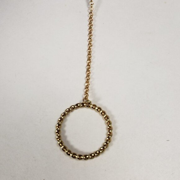 Women's Stylish Gold tone Hand Chain with 5 rings & Blue-Orange Stones - Picture 7 of 7